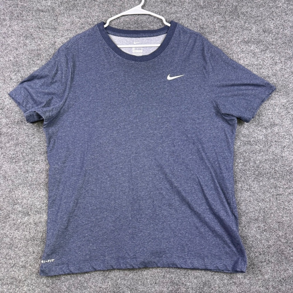 Nike Dri-FIT Mens XL Blue Heathered Short Sleeve Training T-Shirt AR6029-473